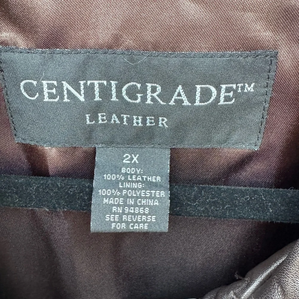 Leather Brown Button-Front Coat size 2X - Picture 12 of 12